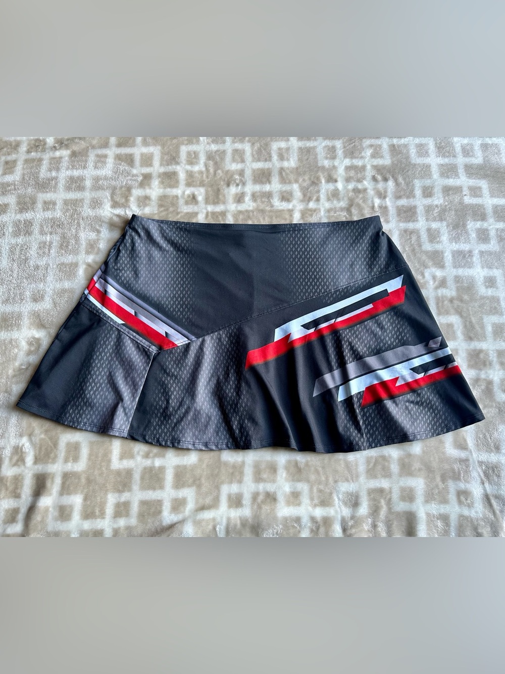 Lucky in Love Black Circle Skirt with Red and White Stripes